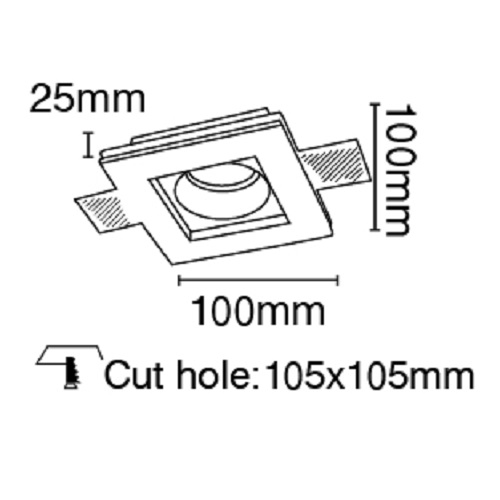 Χωνευτό γύψινο φωτιστικό τετράγωνο ρηχό GU10 VK/09003 - second view